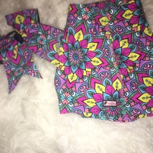 Mandala Spandex Shorts and Matching Bow